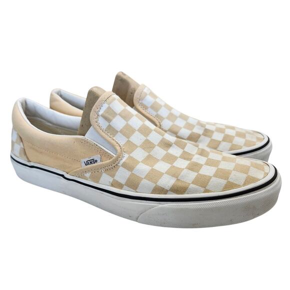 Vans Pastel Yellow Checkered Slip-on Shoes Men 9.5 Women 11  BHFO 6367 - Picture 1 of 9